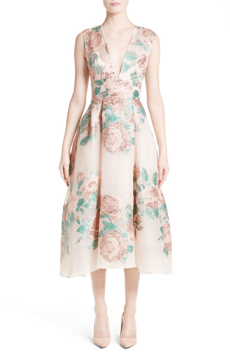 Lela Rose Floral Jacquard Fil Coupé Dress | Nordstrom