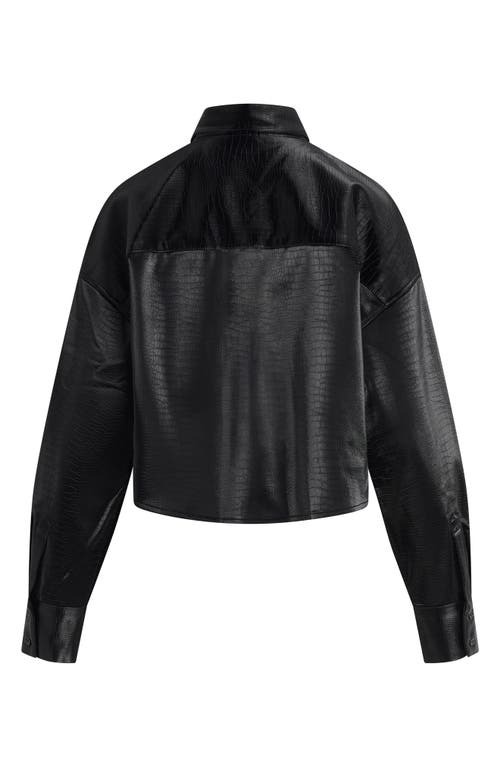 Favorite Daughter The Crop Oversize Faux Leather Shirt In Savannah