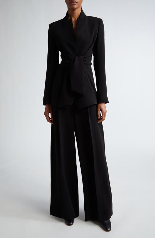 Max Mara Lino Wide Leg Trousers In Black