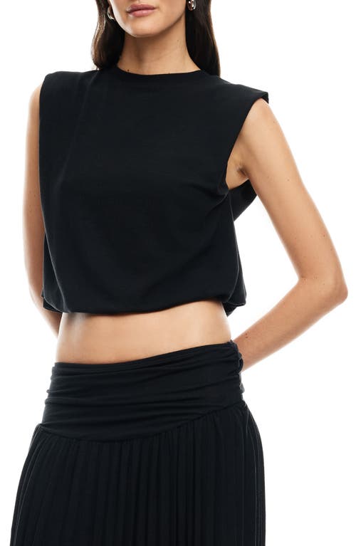 Shop Lioness Field Of Dreams Bubble Hem Crop Top In Onyx