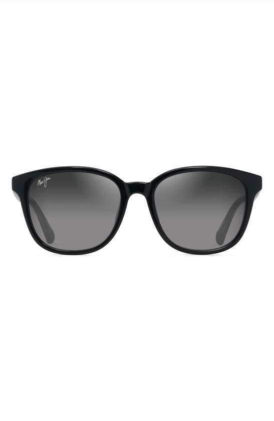 Shop Maui Jim Kuikahi 55mm Gradient Polarizedplus2® Square Sunglasses In Shiny Black W/trans Light Grey