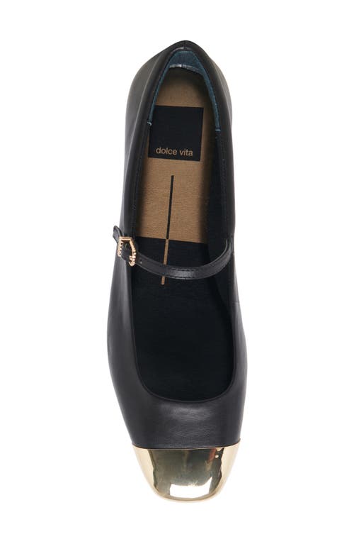 Shop Dolce Vita Reyes Cap Toe Mary Jane Flat In Black Leather