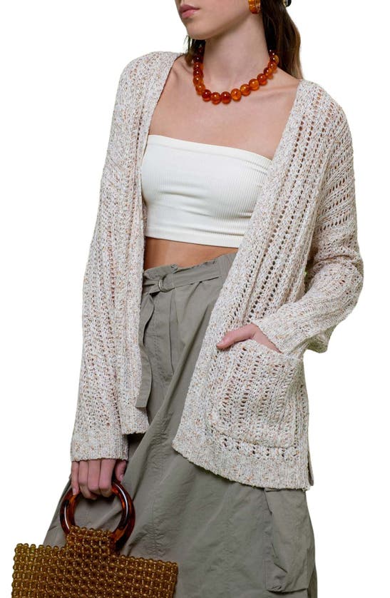 Blu Pepper Split Hem Cardigan In Natural