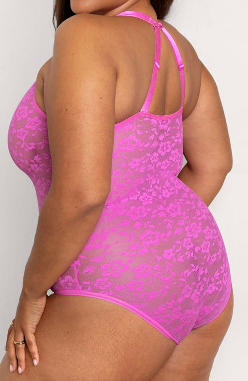 Shop Curvy Couture No-show Lace Bodysuit In Flirt