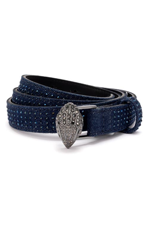 Embellished Denim Belt in Navy/Shiny Rhodium