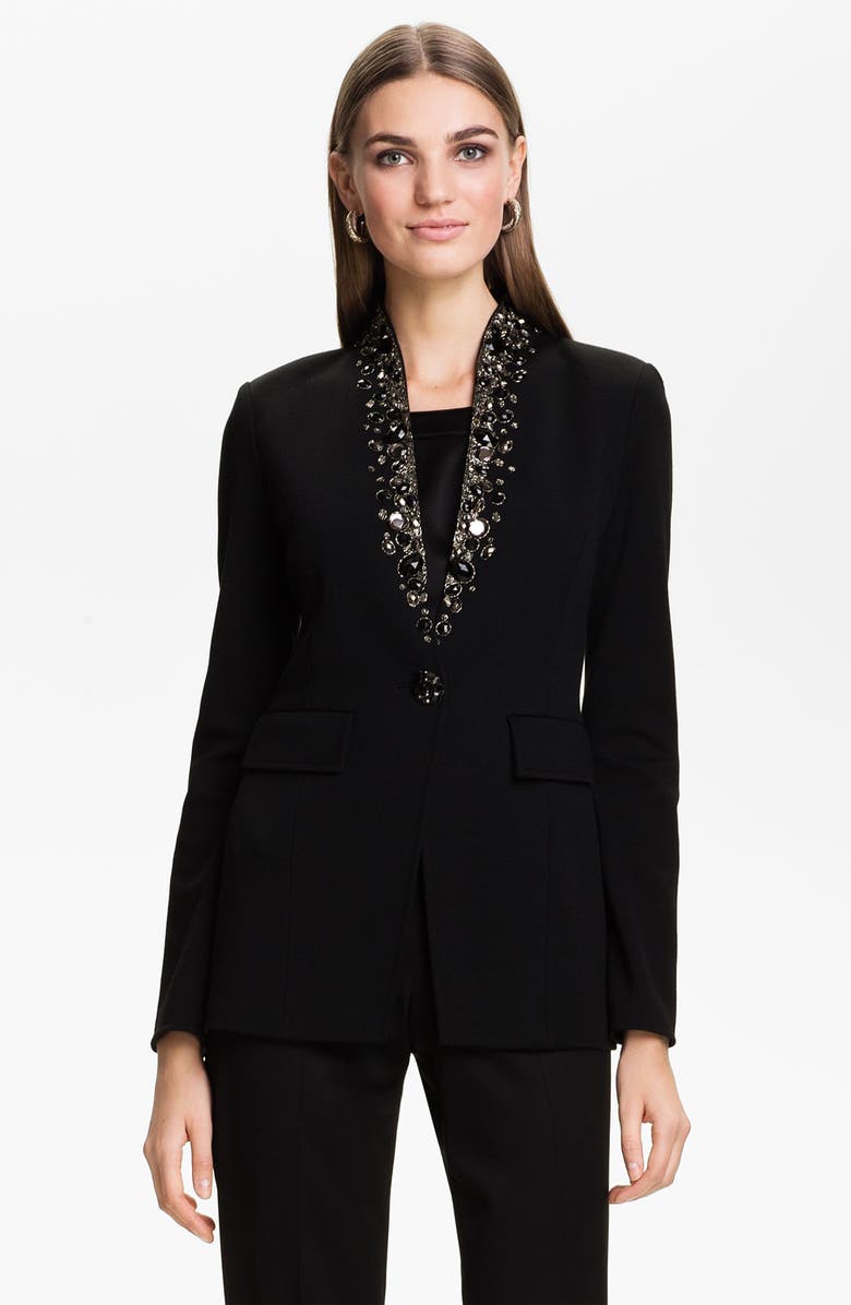 St. John Collection Jeweled Collar Milano Knit Jacket | Nordstrom