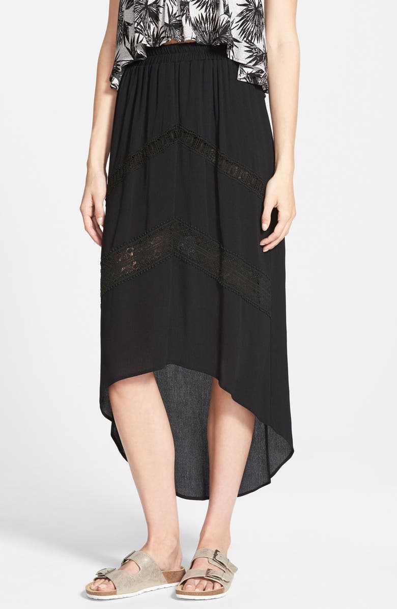 Lace Inset High/Low Midi Skirt | Nordstrom
