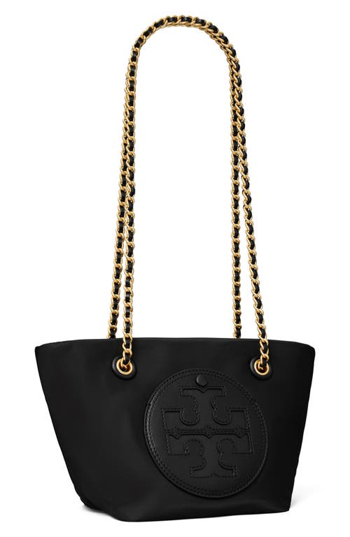 Tory Burch Ella Small Leather Chain Shoulder Bag In Black