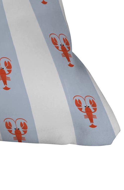 Deny Designs Stripe & Lobster Print Throw Pillow In Blue Lobster