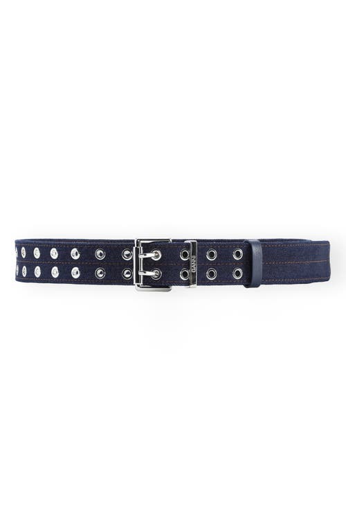 Shop Ganni Double Eyelet Belt In Dark Navy