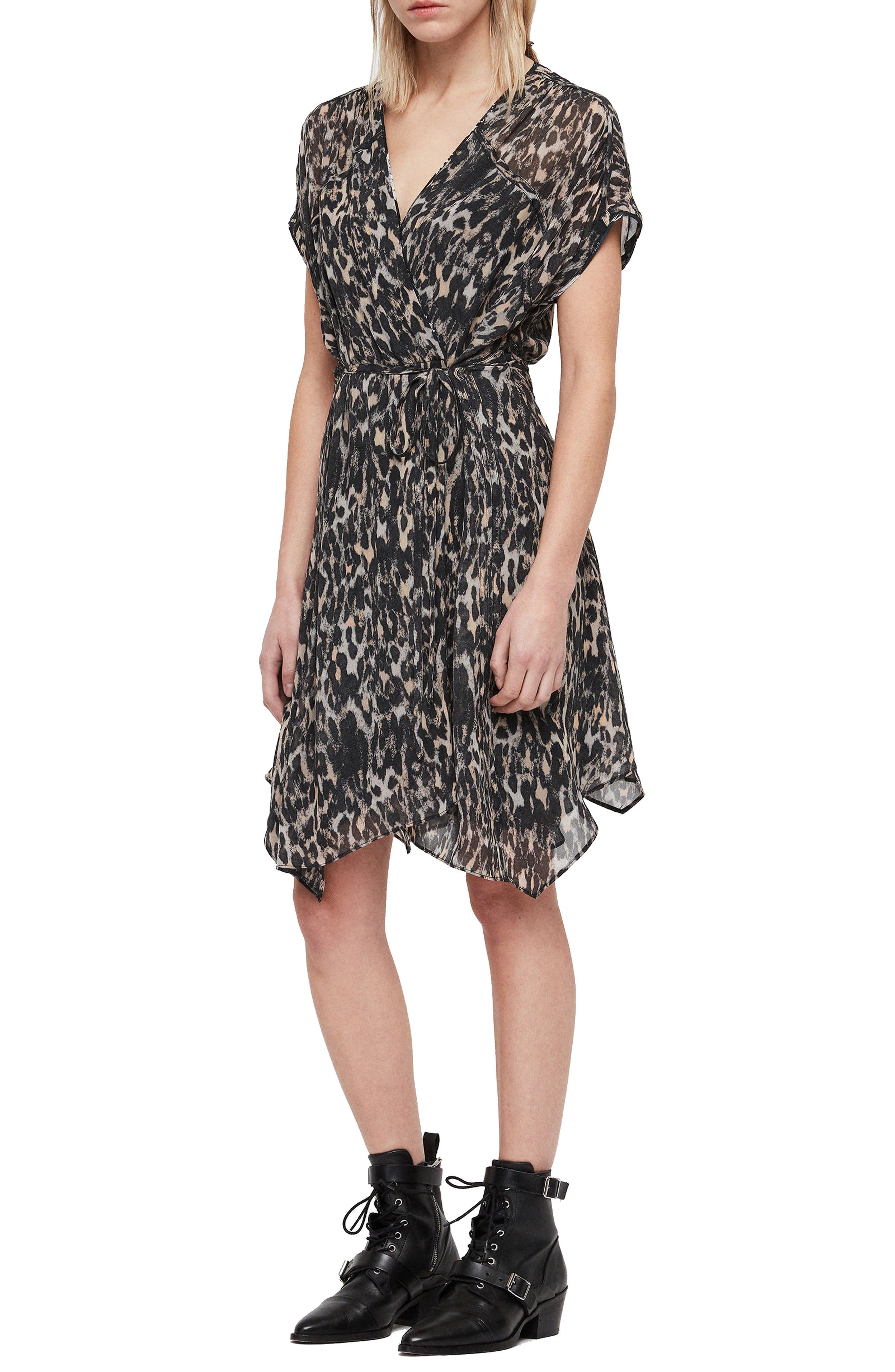 all saints claria leopard dress