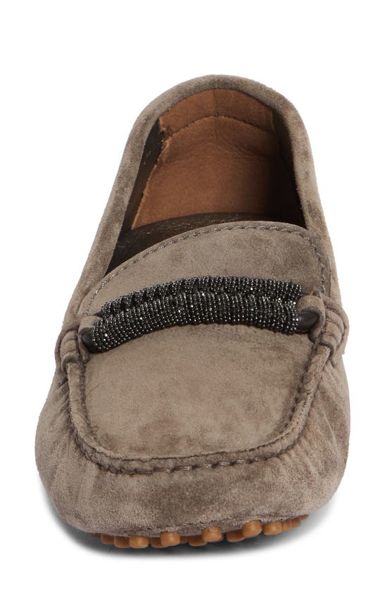 Shop Brunello Cucinelli Monili Strap Suede Driving Shoe In Dark Grey