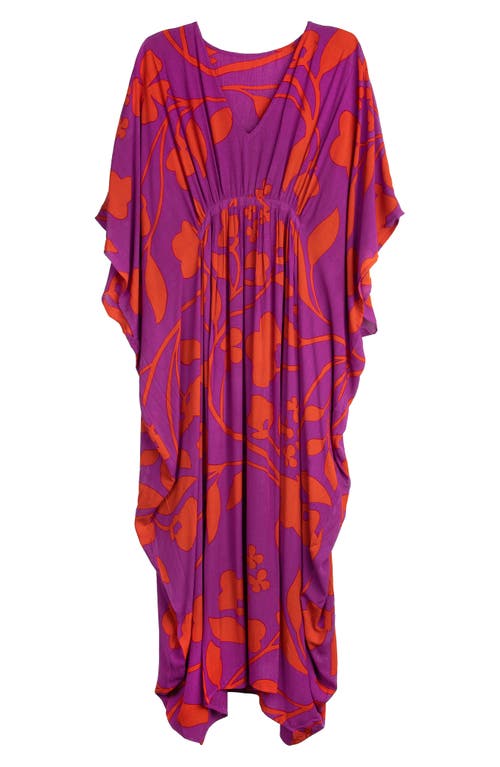 Shop Saachi Floral Print Cover-up Kaftan In Pink