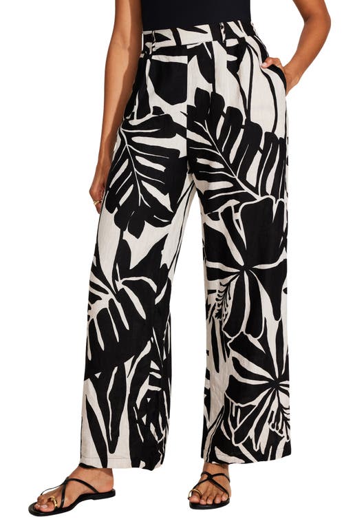 ® Vitamin A The Getaway High Waist Wide Leg Linen Cover-up Pants in Graphic Jungle Ecolux