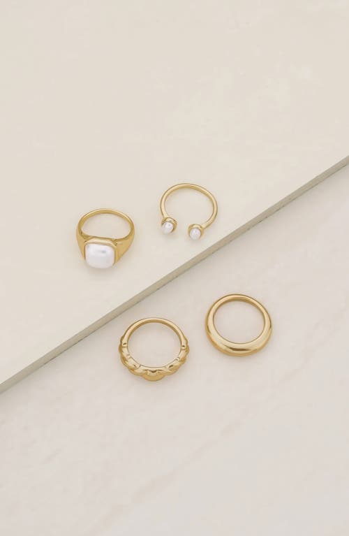 Ettika Variety Ring Set In Gold/pearl