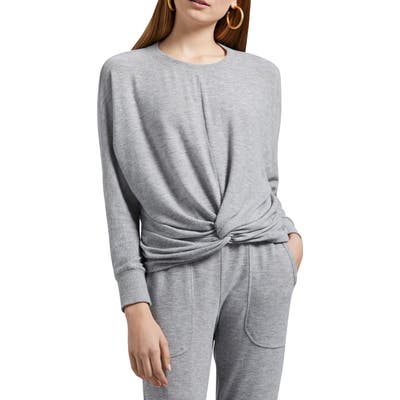 Michael Stars Alexa Madison Twist Front Long Sleeve Top, Grey