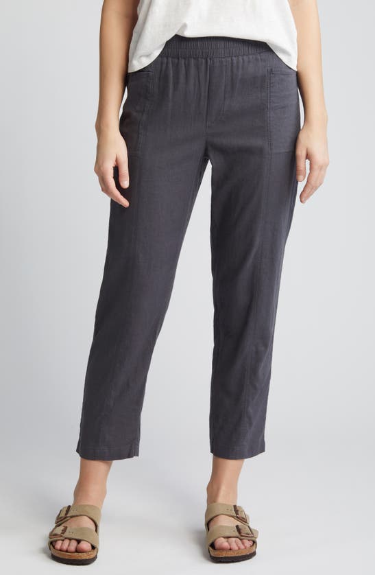 Caslon Pull-on Linen Blend Crop Pants In Grey Forged
