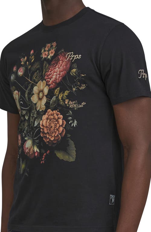 Shop Prps Alba Floral Cotton Graphic T-shirt In Black