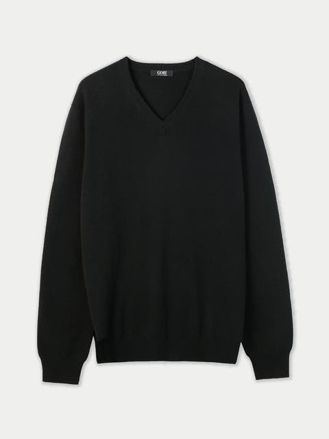 Black wool v neck sweater hotsell