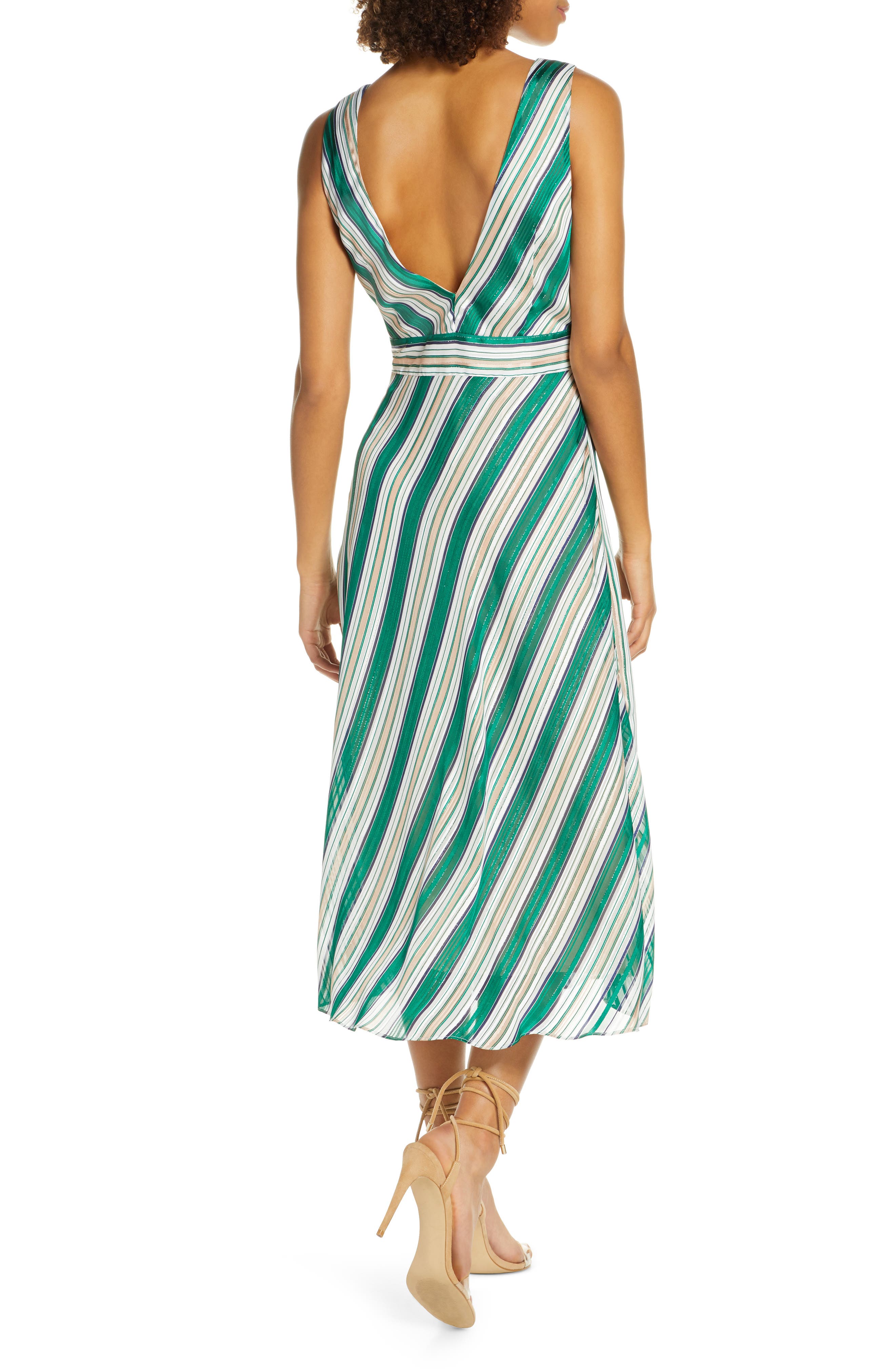 green stripe midi dress