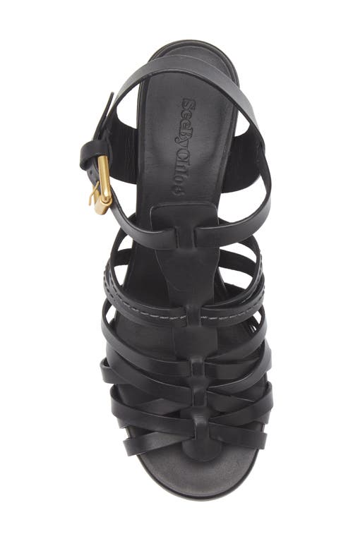 See By Chloé Caged Platform Sandal In Nero