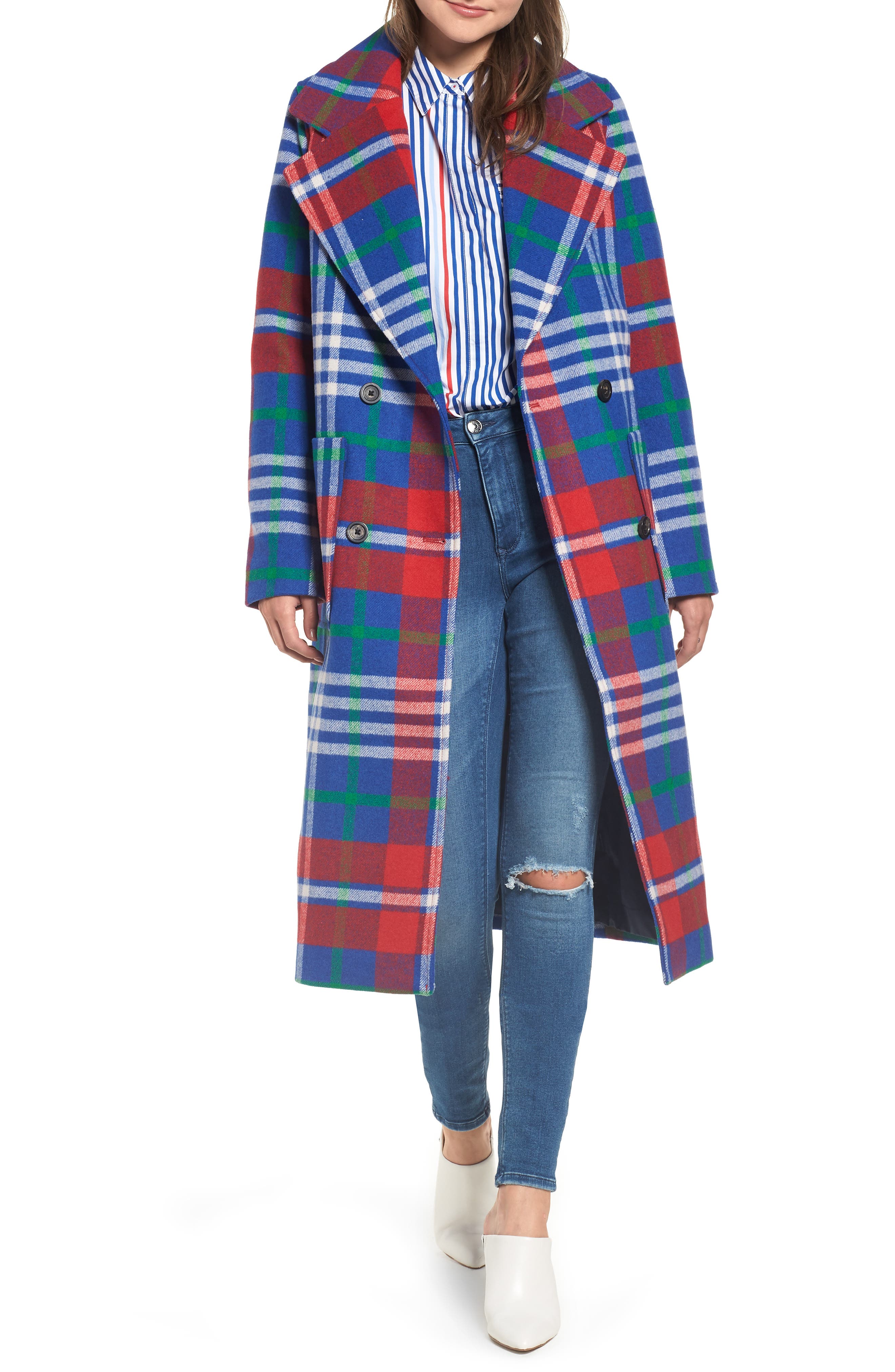 TOMMY JEANS Long Plaid Coat | Nordstrom
