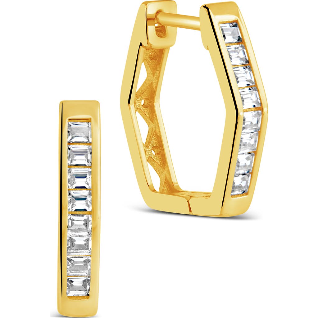Sterling Forever Cz Pavé Geometric Hoop Earrings In Gold