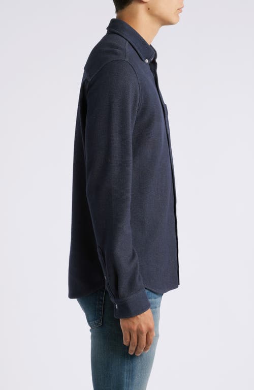 Shop Rails Vincent Bird's Eye Knit Button-down Shirt In Dark Navy