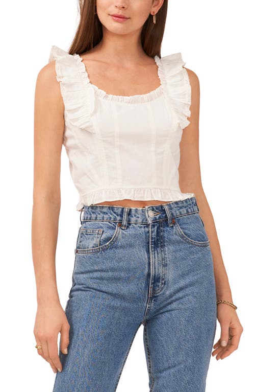 1.STATE Ruffle Trim Cotton Top in New Ivory at Nordstrom, Size 8