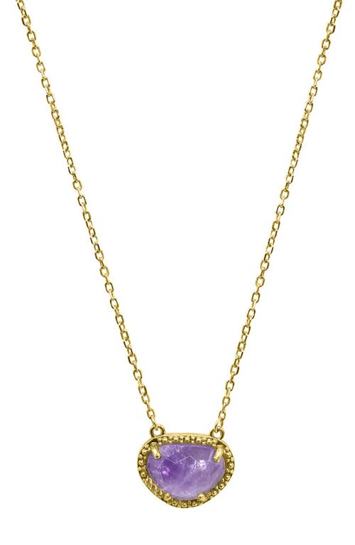 Shop Adornia Fine 14k Yellow Gold Plated Sterling Silver Birthstone Pendant Necklace In Gold - Amethyst - February