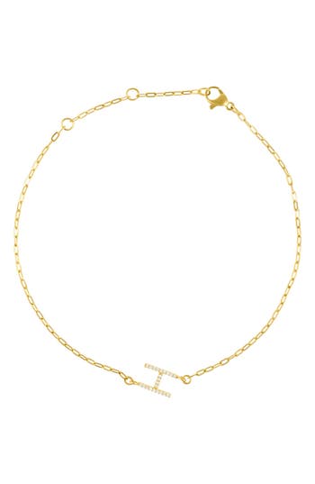 Adornia Pavé Cubic Zirconia Initial Anklet In Gold-h