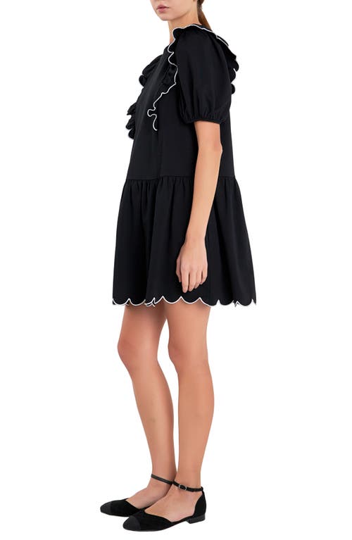 ENGLISH FACTORY ENGLISH FACTORY SCALLOP EDGE RUFFLE KNIT MINIDRESS 