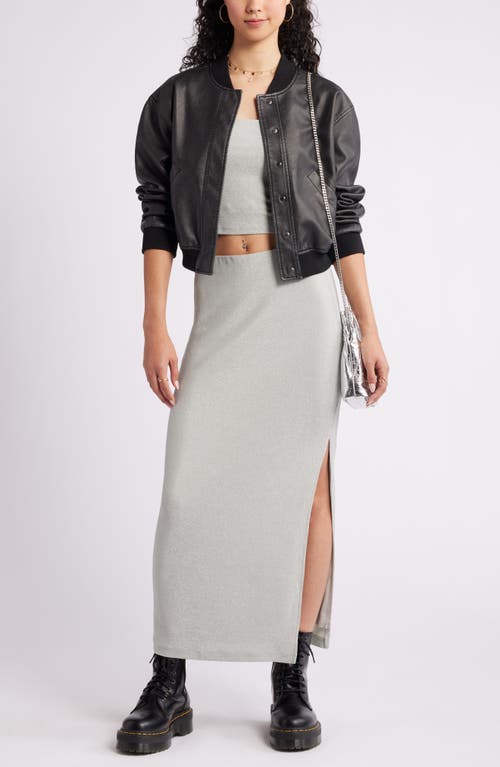 Shop Bp. Metallic Maxi Skirt In Silver Shine