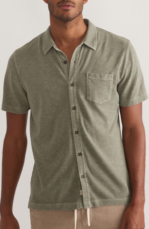 Cotton Slub Button-Up Shirt in Vetiver