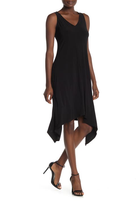 V-Neck Asymmetrical Midi Dress