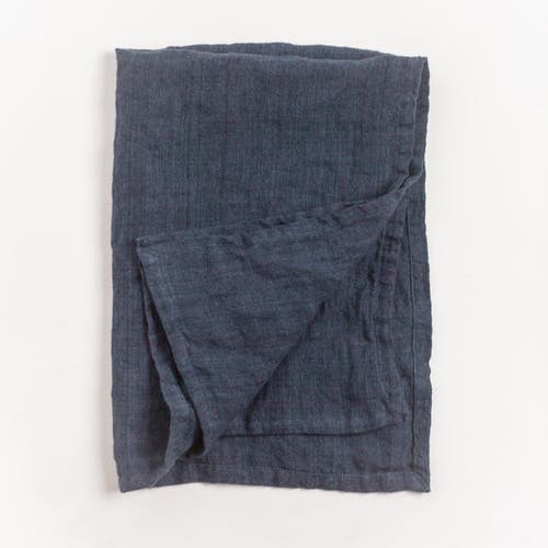 Shop Creative Women Stone Washed Linen Tea Towel In Navy