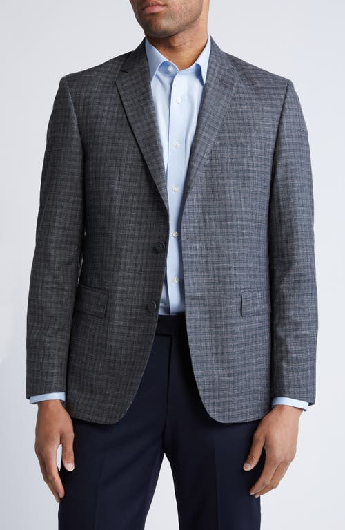 Plaid Wool & Silk Blend Sport Coat in Charcoal