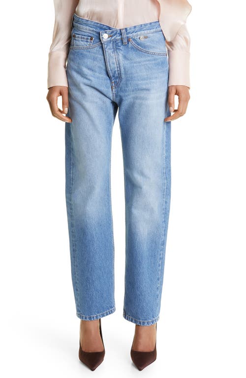 Victoria Beckham Asymmetric Zip High Waist Straight Leg Nonstretch Jeans in California Wash