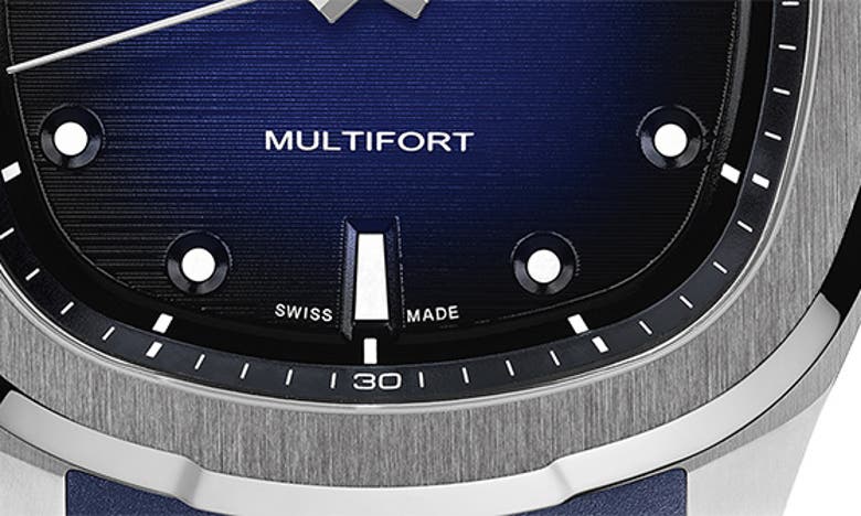 Shop Mido Multifort Square Automatic Rubber Strap Watch, 40mm In Blue