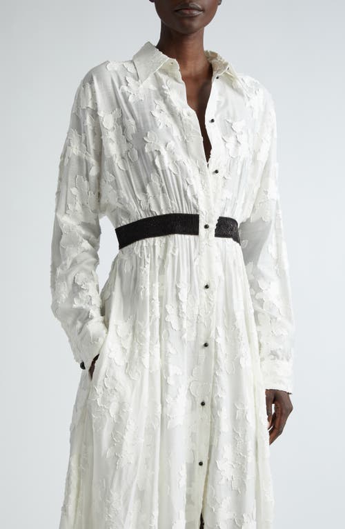 Shop St John St. John Collection Floral Fil Coupé Long Sleeve Shirtdress In Chalk