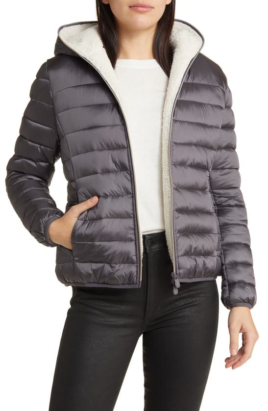 Save The Duck Elvira Water Resistant Hooded Puffer Jacket In Purple Smoke