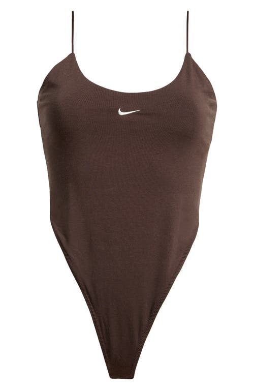 Shop Nike Sportswear Camisole Bodysuit In Baroque Brown/sail