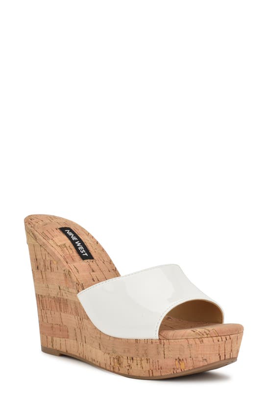 Nine West Herden Platform Wedge Sandal In White