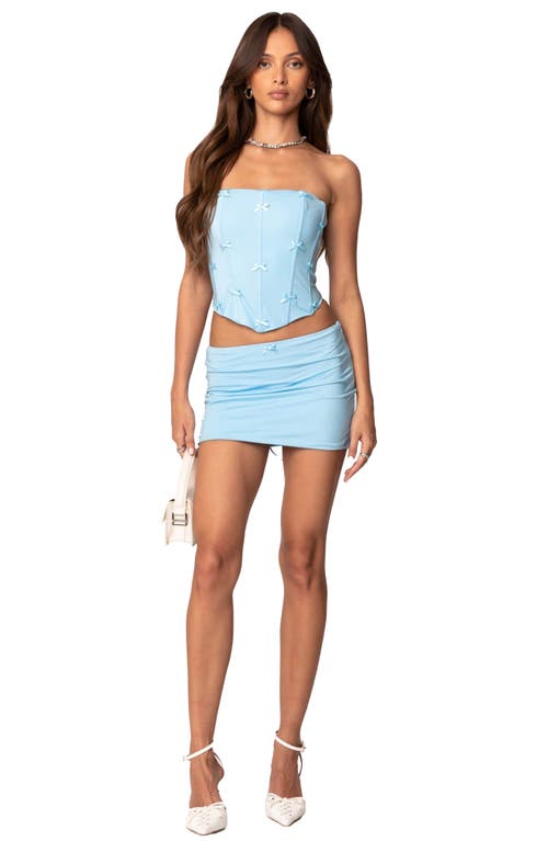 Edikted Lucinda Bow Miniskirt In Light-blue
