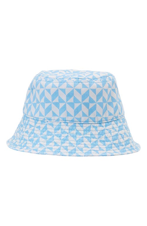 Floral Print Canvas Bucket Hat in Blue Dream