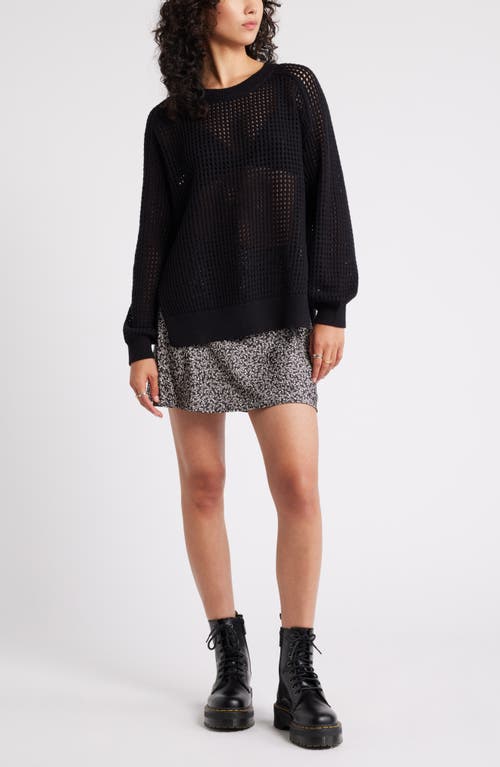 Shop Bp. Open Stitch Cotton Sweater In Black