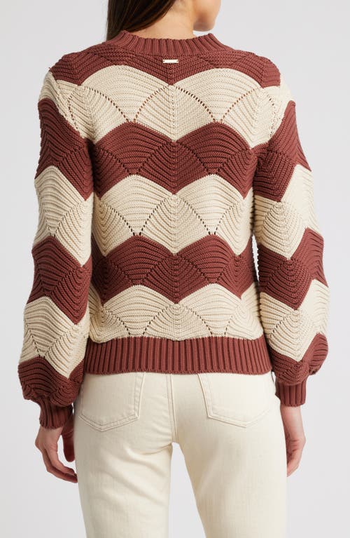 Shop Cleobella Kori Chevron Organic Cotton Sweater In Ivory/terracotta