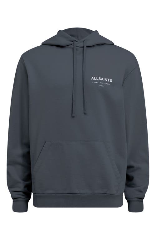 Shop Allsaints Underground Logo Graphic Hoodie In Pearl Grey