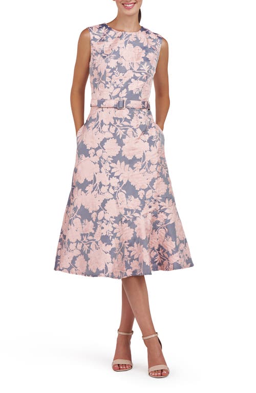 Verity Sleeveless Belted Cocktail Dress in Soft Blush