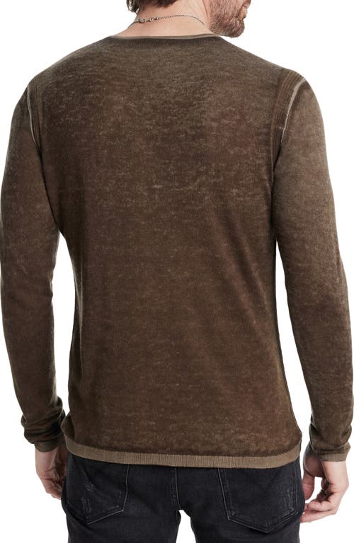 John Varvatos Christie Reversible Regular Fit Long Sleeve Silk Henley In Chestnut